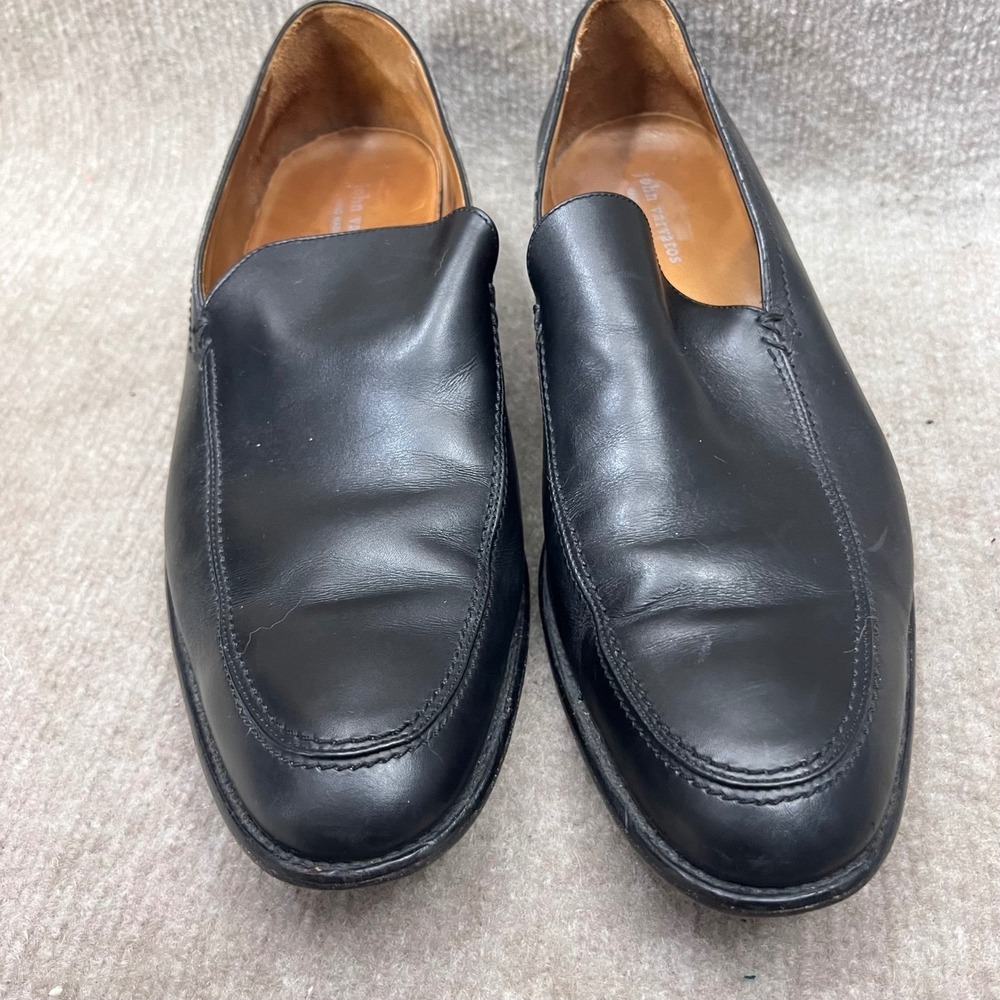 John Varvatos Black Leather Slip On Loafer Shoes Men Hand Made Italy Size 10 - Picture 8 of 16